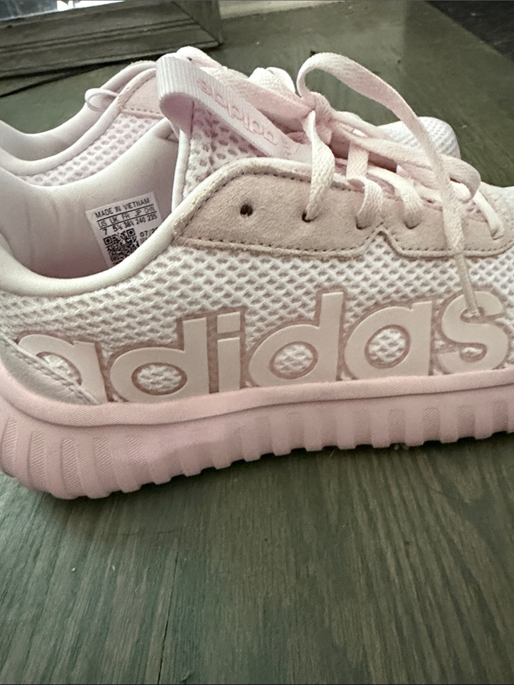 adidas Pale Pink Mesh Logo Athletic Sneakers